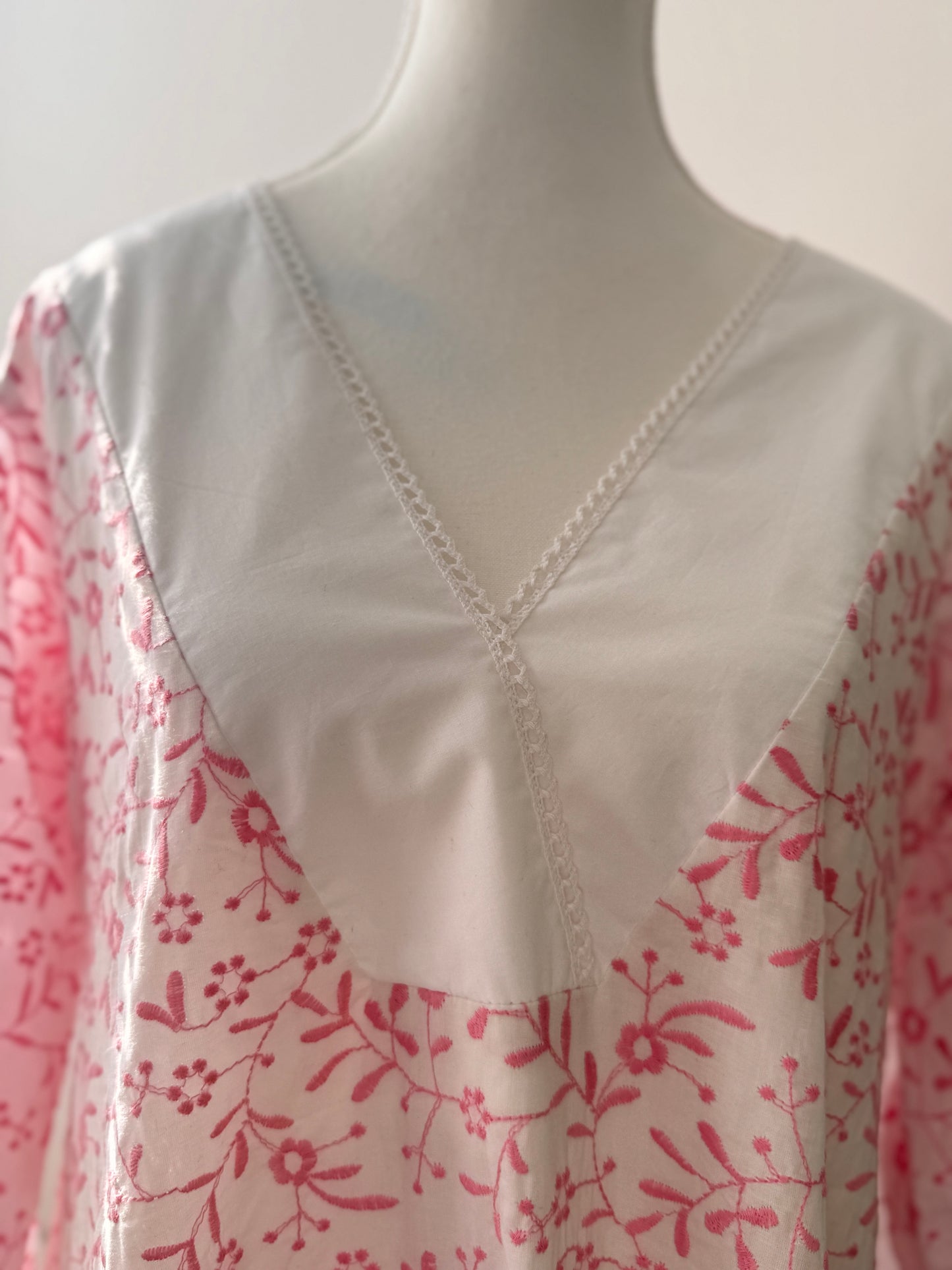 Pink Floral Pure Cotton A-Line Kurta