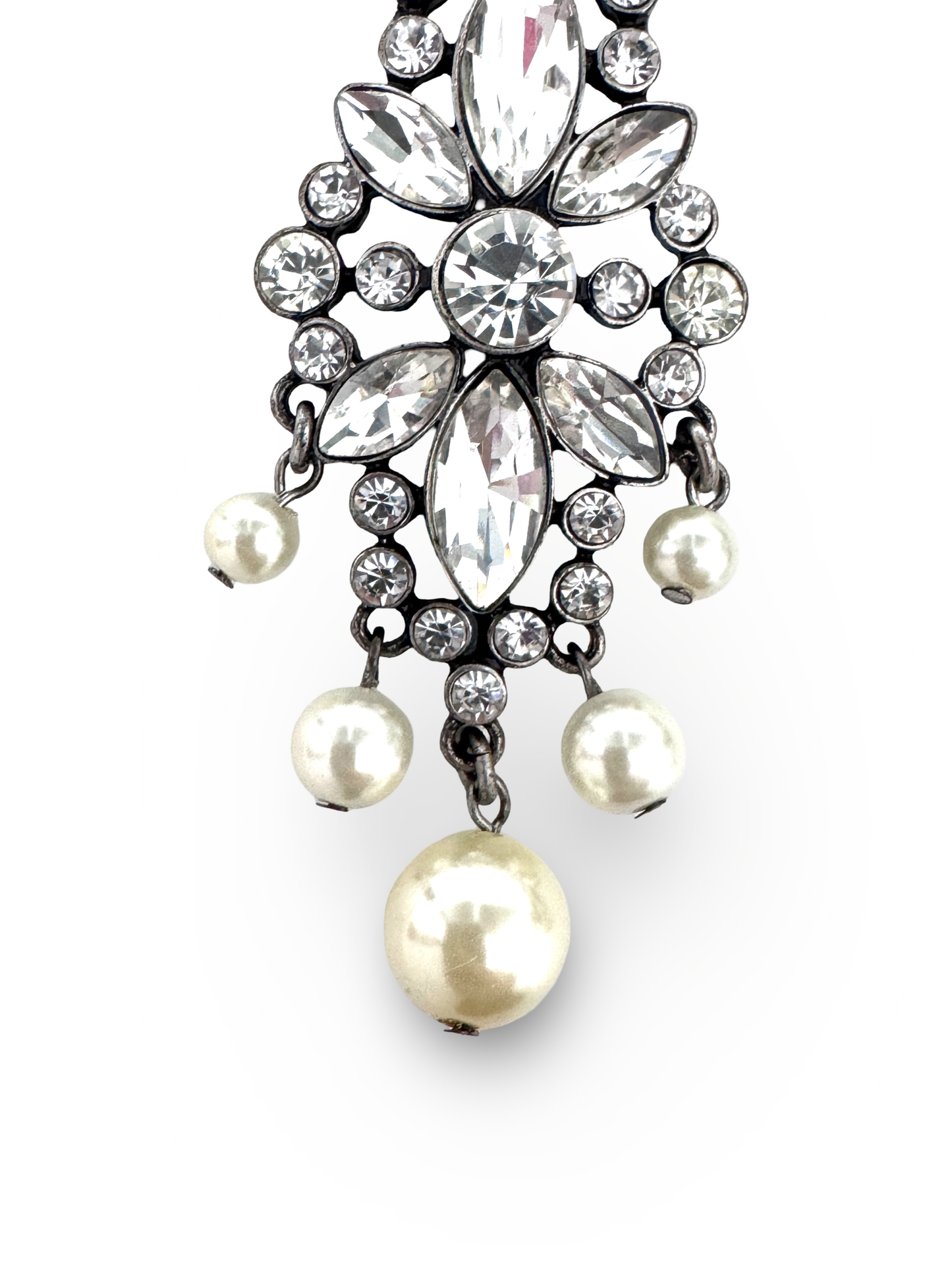 Crystal pearl hanging earrings