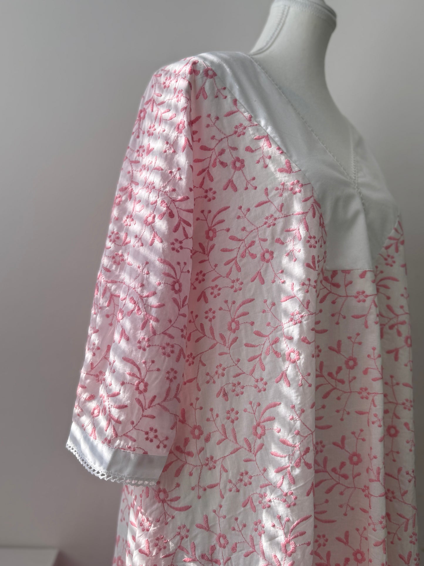 Pink Floral Pure Cotton A-Line Kurta