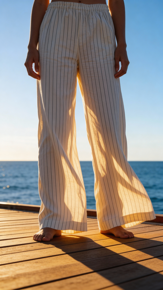 White Striped Wide Legged Pajama