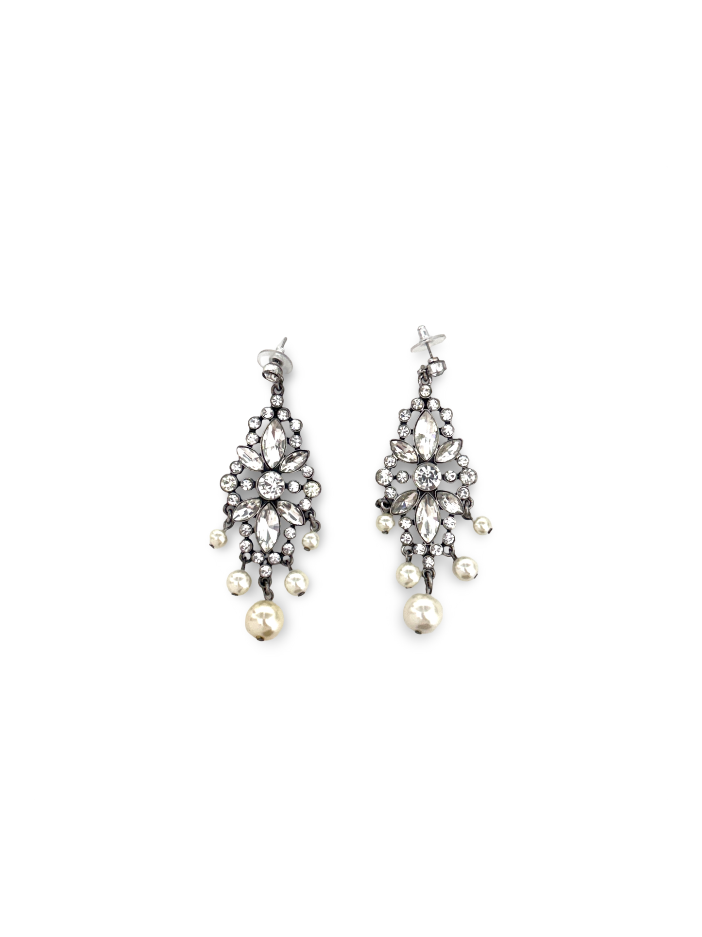 Crystal pearl hanging earrings