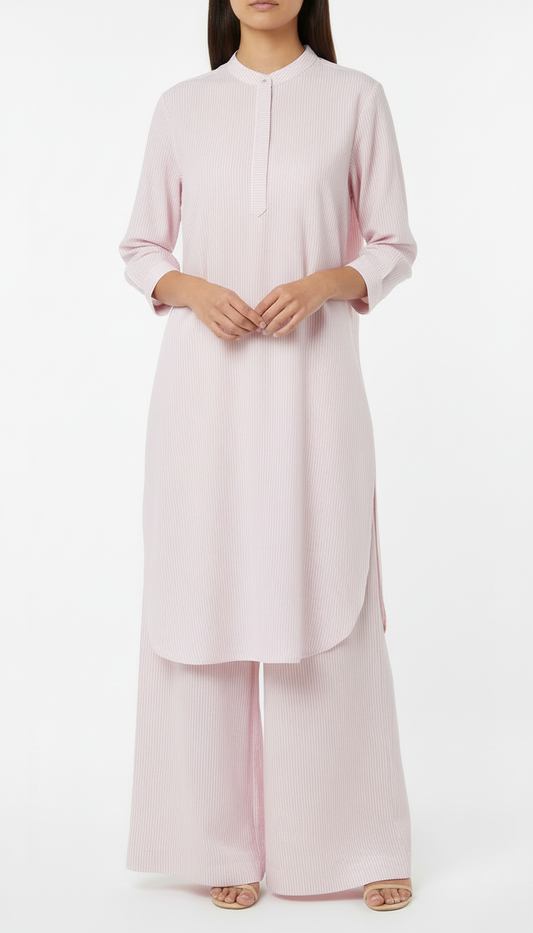 Baby pink strip kurta set