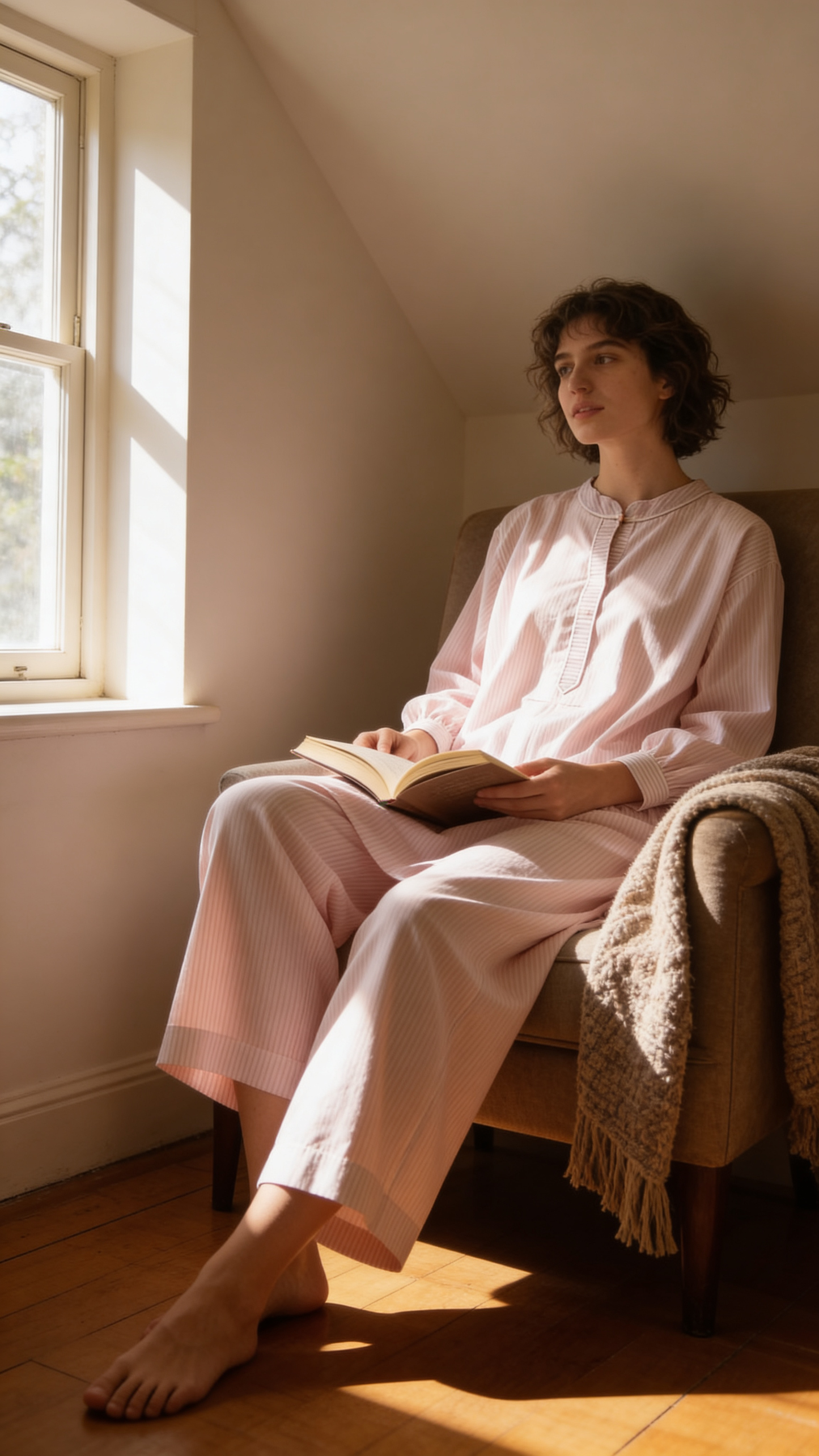 Baby pink strip kurta set