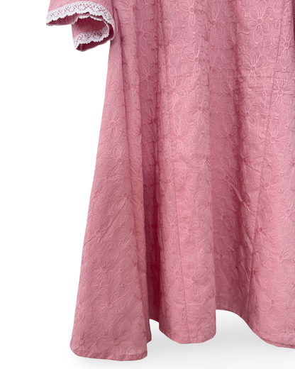 Pink chikankari A-line Kurta