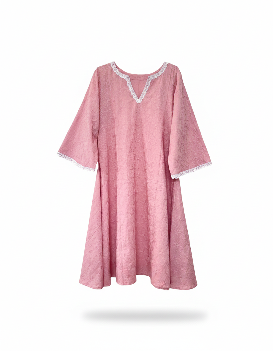Pink chikankari A-line Kurta