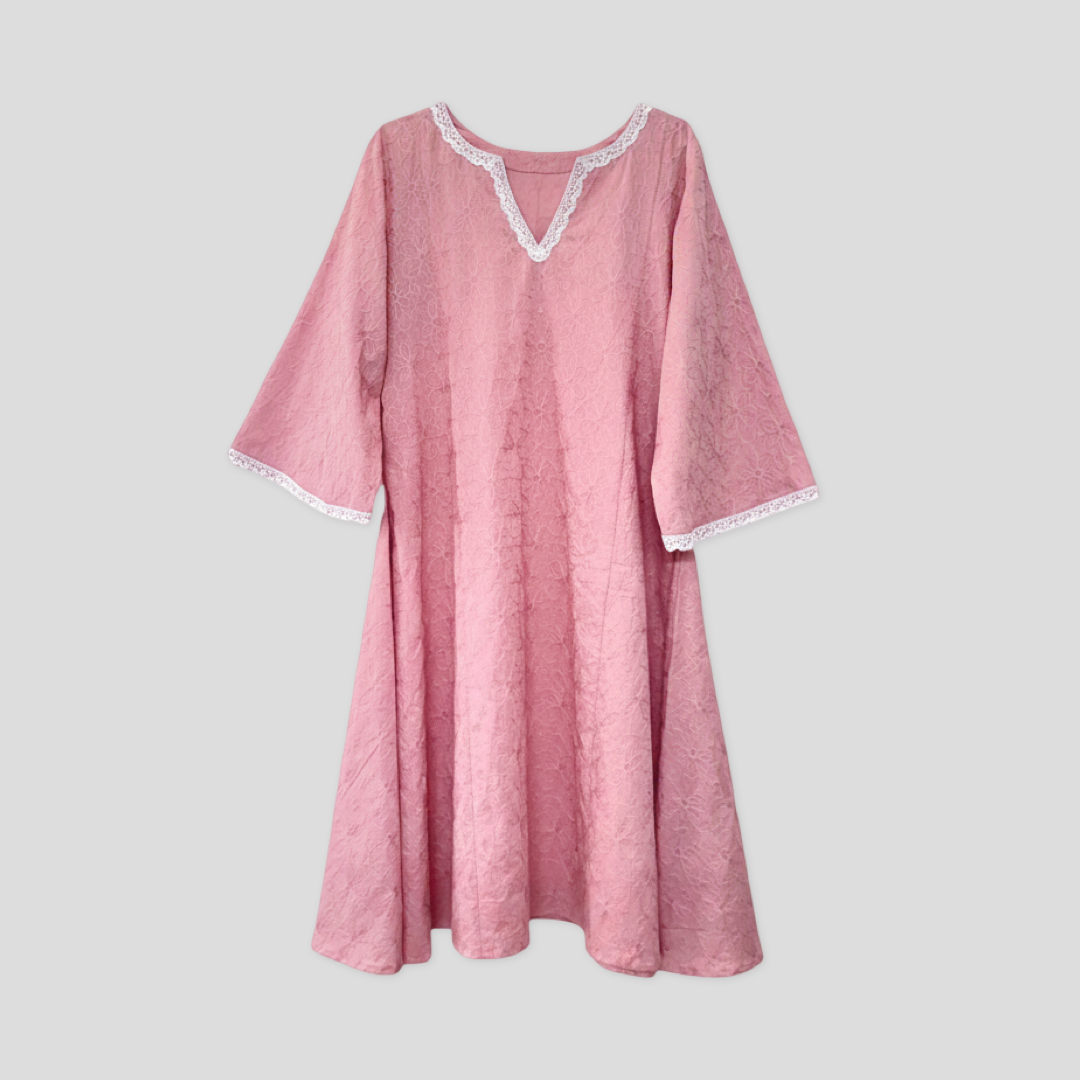 Pink chikankari A-line Kurta