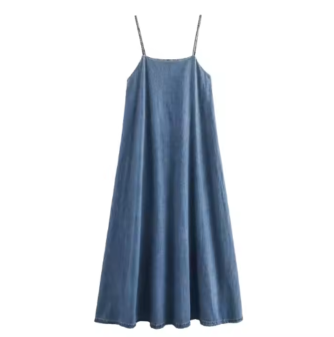Cowboy MIDI Dress Vintage sleeveless Female Dresses robe